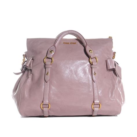 MIU MIU Vitello Lux Large Bow Bag Mughetto 